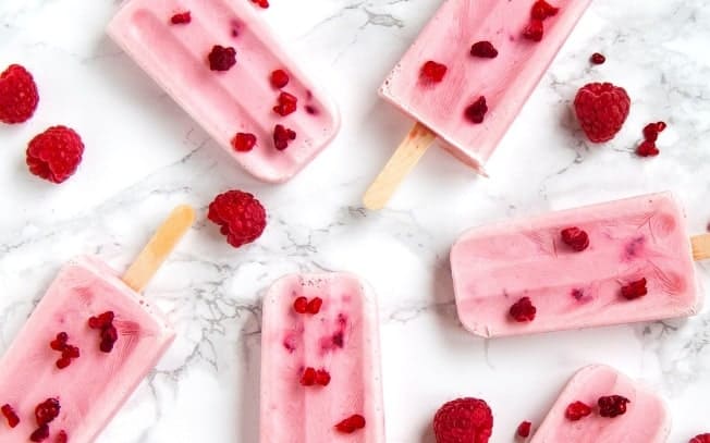 pink popsicles on marble table