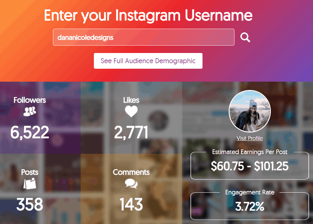 screenshot to access instagram stats