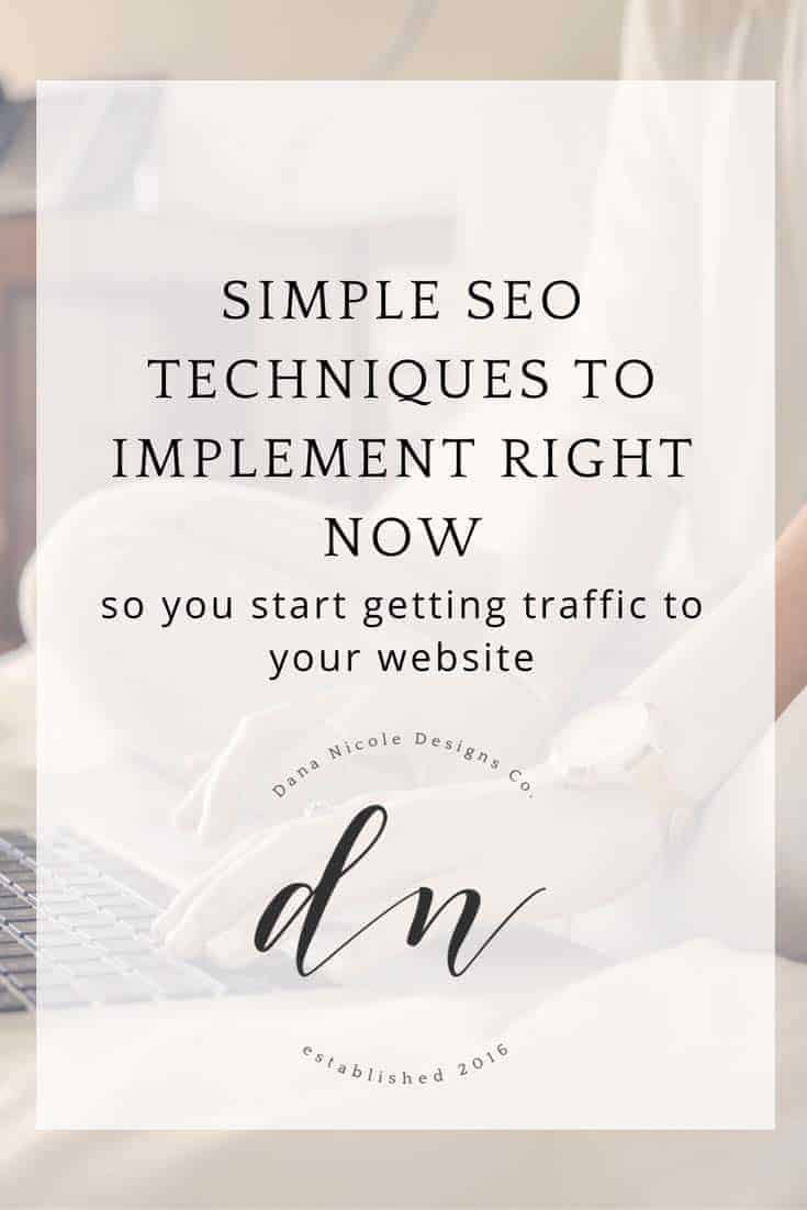 image with text over: simple SEO techniques to implement right now
