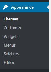 Screenshot of WordPress appearance tools