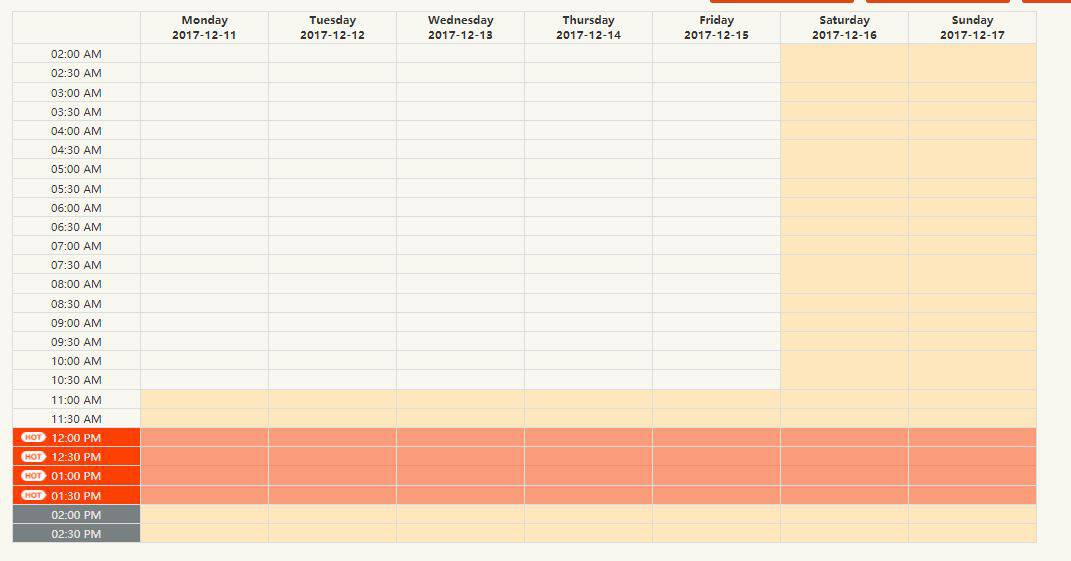 Calendar with time slots