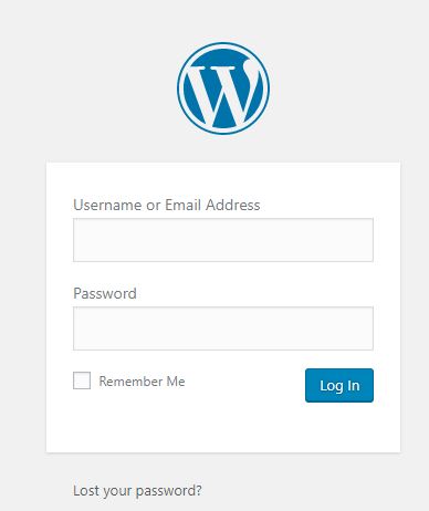 Screenshot of wordpress blog log in