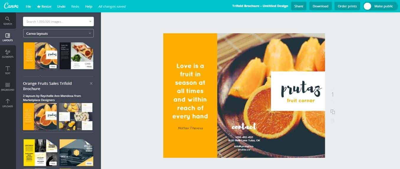 A screenshot of Canva's photo design interface