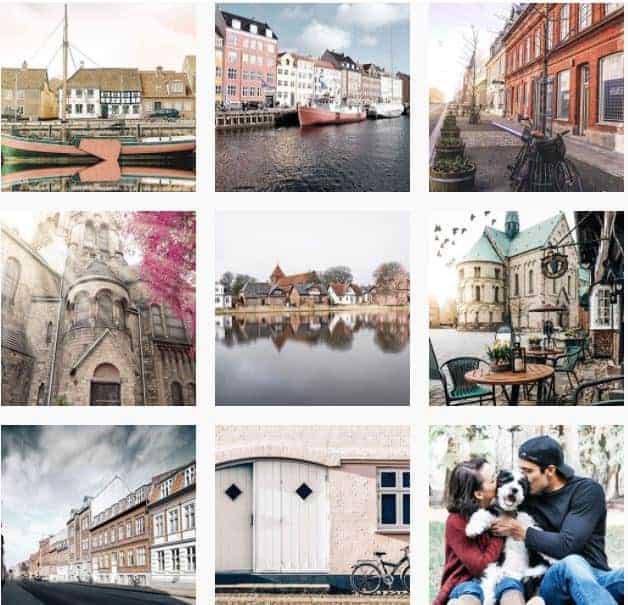 Instagram feed grid with 9 different photos