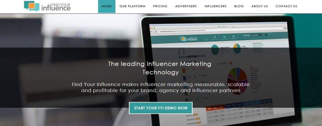 Screenshot of Find Your Influence's website