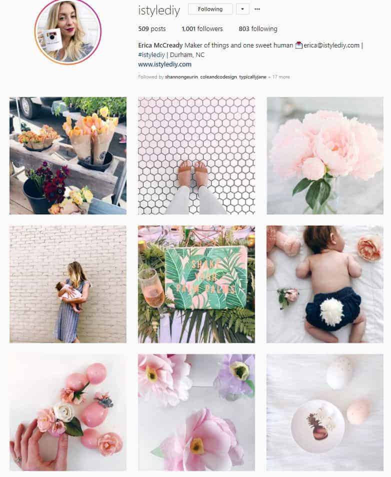 Screenshot of Instagram photo with lots of pink and white colors