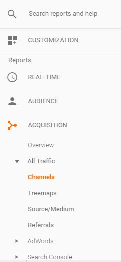 Screenshot of Google analytics