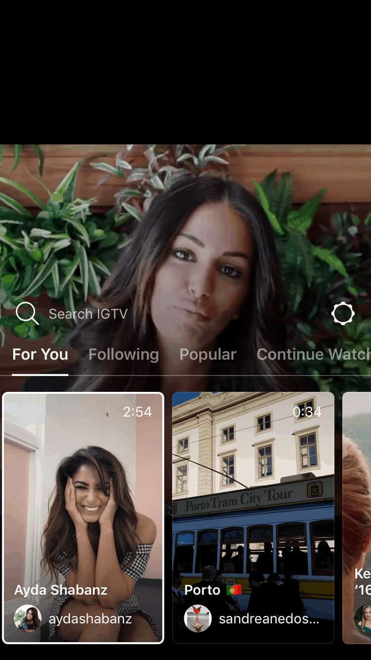 Screenshot of IGTV