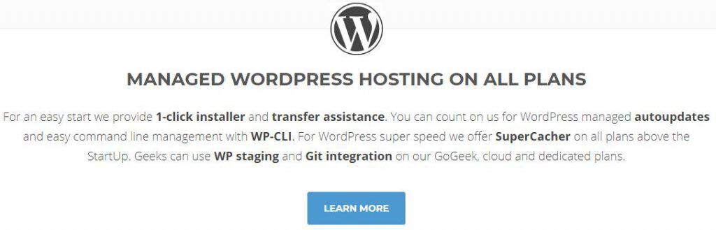 screenshot of wordpress hosting plans