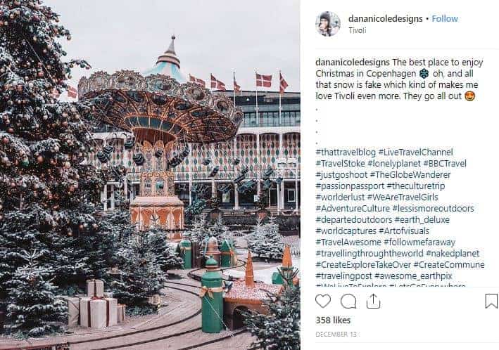 A screenshot of an instagram post featuring a carousel at a theme park