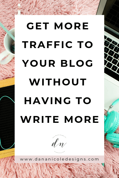 Image with text overlay that says: get more traffic to your blog without having to write more