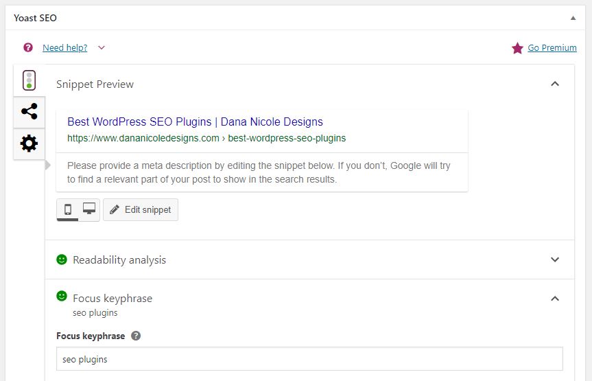 Screenshot of google search result with meta data editor