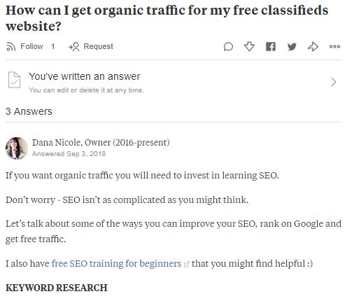 Screenshot of Quora answers