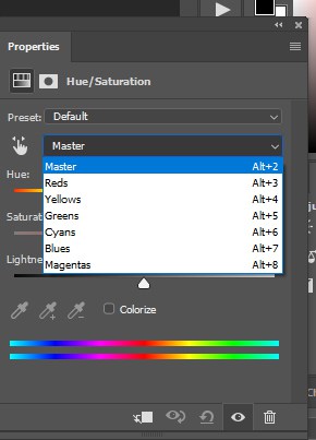 Photoshop color editing interface