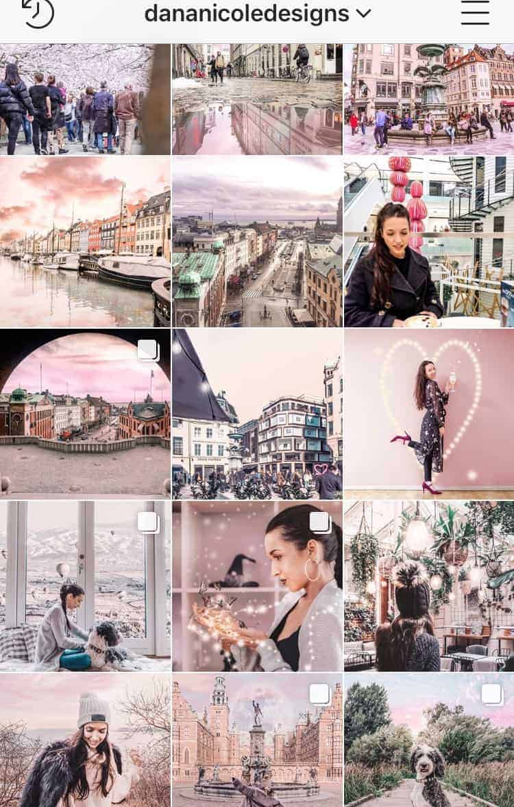A pink instagram feed