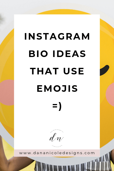 image with text overlay: Instagram bio ideas with emoji