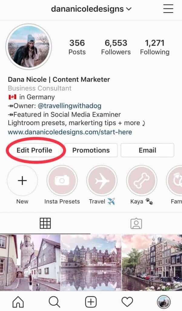 where to edit your profile on instagram