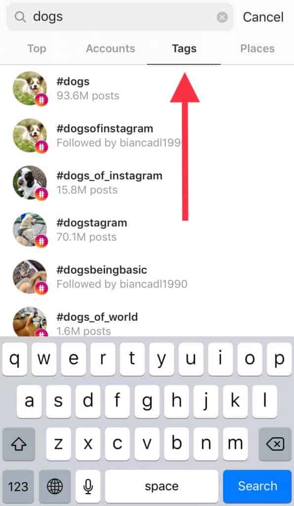 the tags tab on instagram