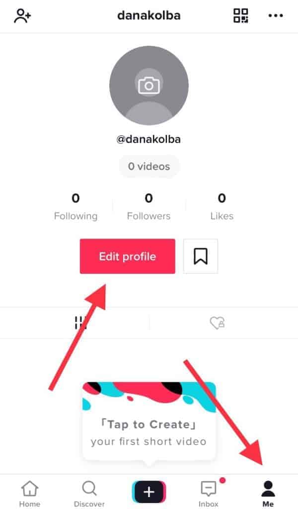 A blank TikTok profile