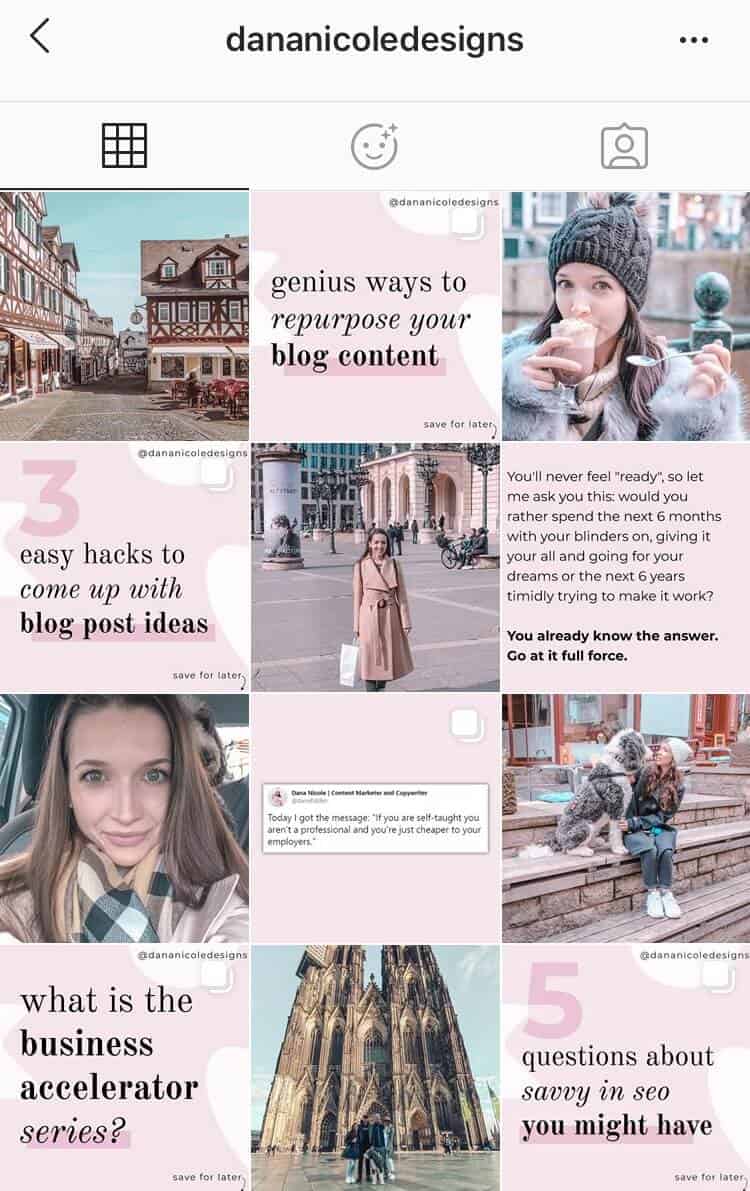 A screenshot of an Instagram feed with quotes and photos