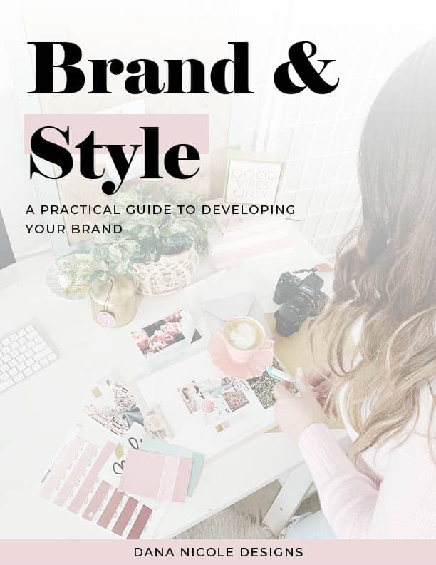 Ebook cover that says "Brand and Style, a practice guide to developing your brand"