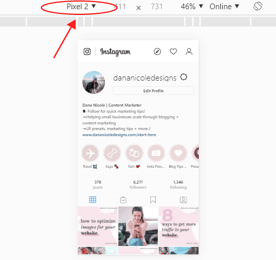 Screenshot of an Instagram feed shown on a laptop