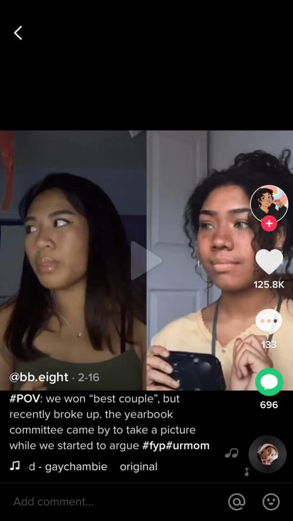 A screenshot showing a TikTok duet