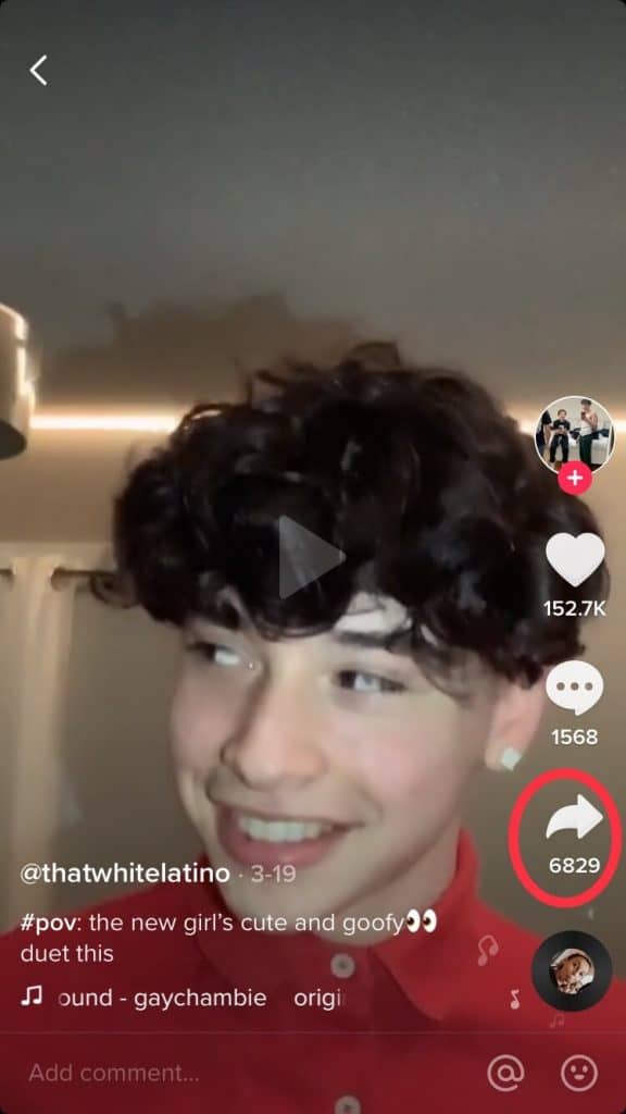 A screenshot of a boy's TikTok video