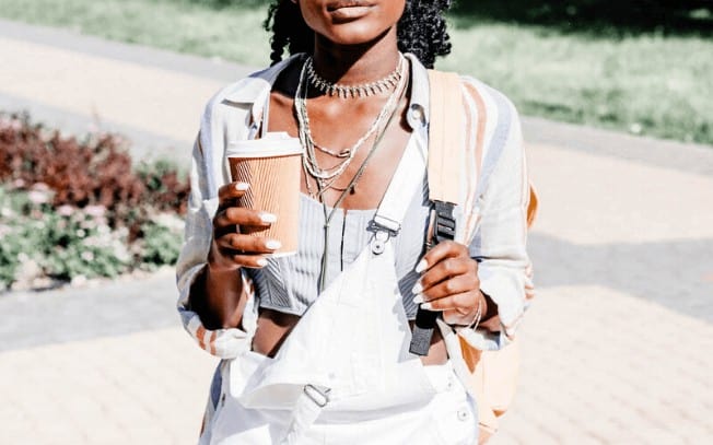 Woman holding a coffee