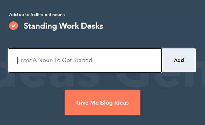 Screenshot of HubSpot's Blog Idea Generator.