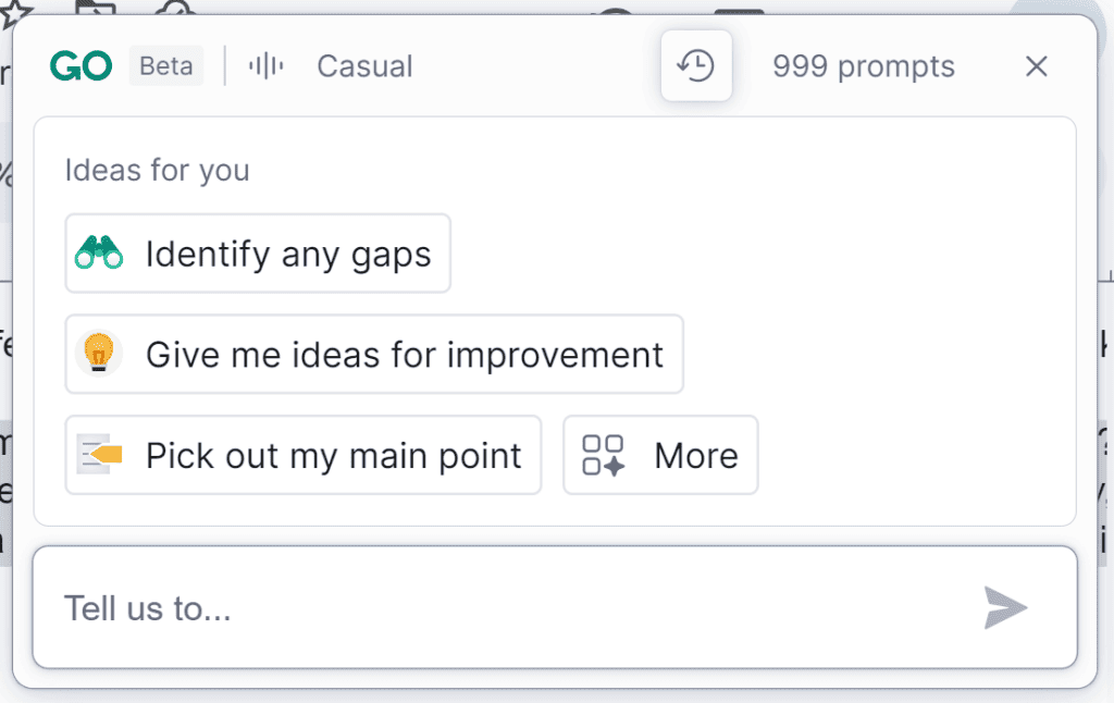 A screenshot of GrammarlyGO.