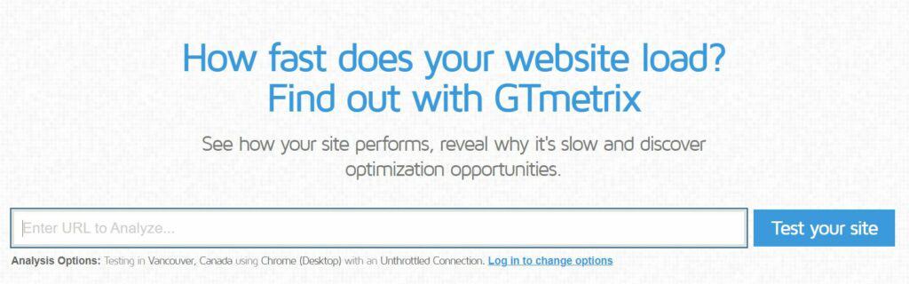 Screenshot of GTMetrix.