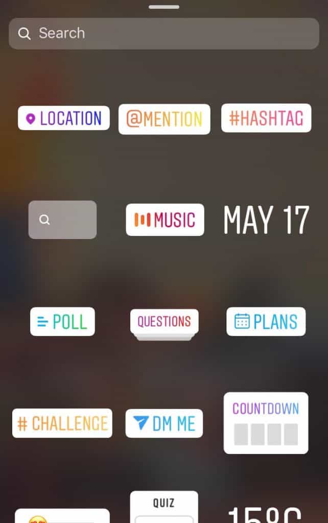 Instagram story features screenshot