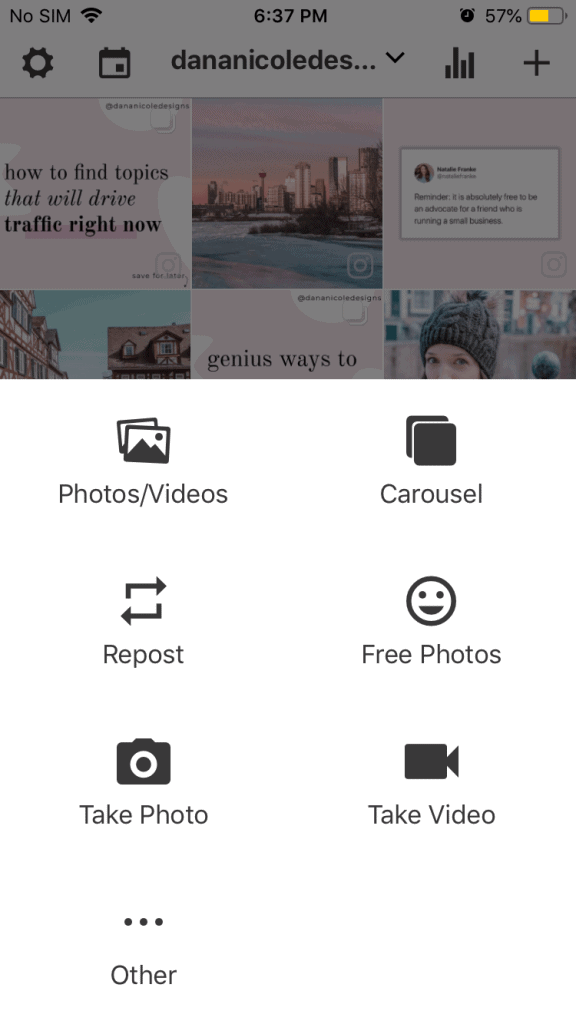Screenshot of a re-post app interface for Instagram.