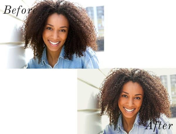 A before and after of two images using photo presets