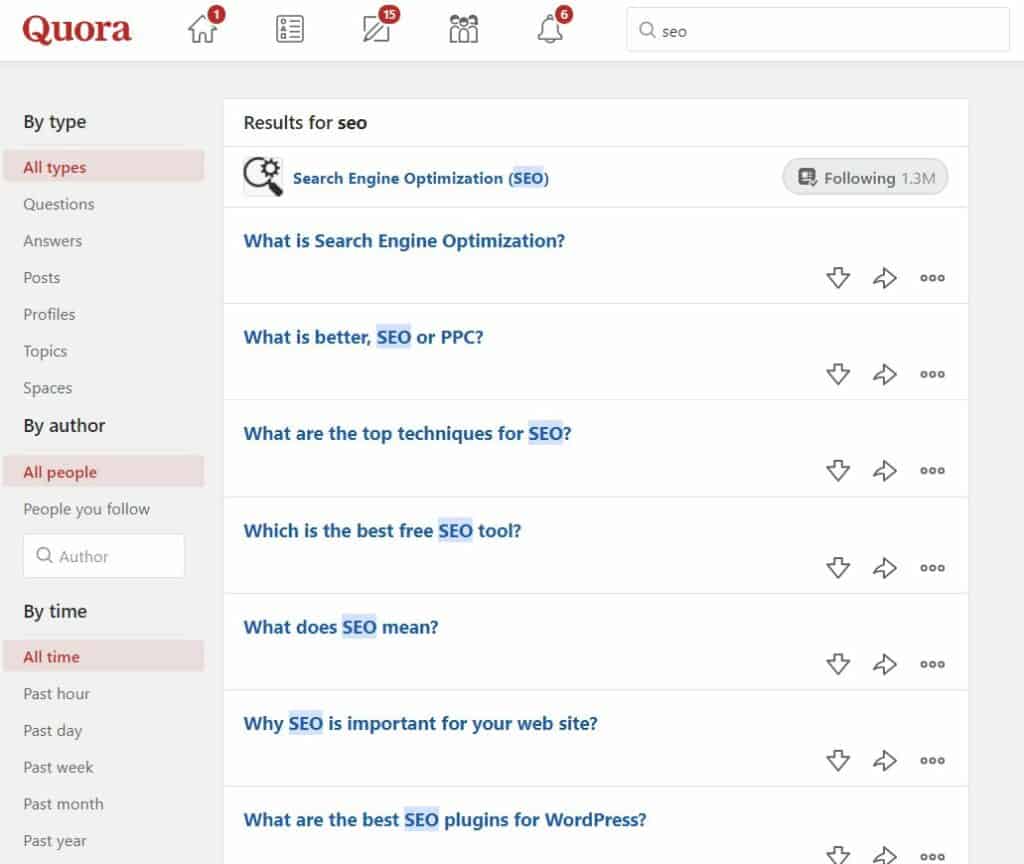 A screenshot of Quora questions.