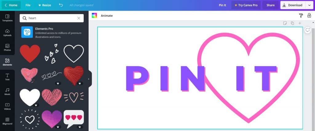 Text that says "Pin It" with a pink heart